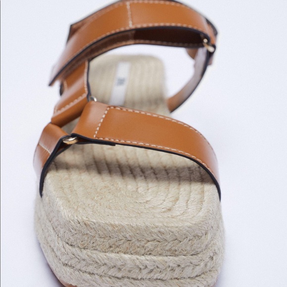 Zara Topstitched Jute Platform NWOT - Picture 3 of 6